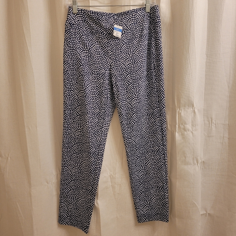 J.Mclaughlin Newport Capri Legging Pants Stretch Small Navy&White Dot Workout
